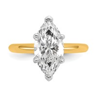 14K Two-tone 3 Carat Lab Grown Diamond VS SI+ G+ Marquise Solitaire Complete Engagement Ring view 4