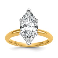 14K Two-tone 3 Carat Lab Grown Diamond VS SI+ G+ Marquise Solitaire Complete Engagement Ring view 1