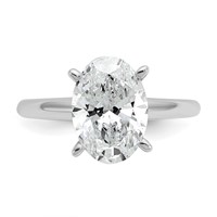 14K White Gold 3 Carat Certified Lab Grown Diamond VS+ F+ Oval Complete Solitaire Engagement Ring view 4