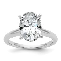 14K White Gold 3 Carat Certified Lab Grown Diamond VS+ F+ Oval Complete Solitaire Engagement Ring view 1