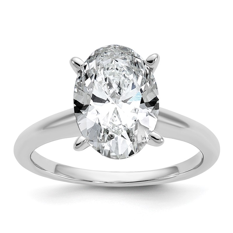 14k White Gold 3 carat Certified Lab Grown Diamond VS+ F+ Oval Complete Solitaire Engagement Ring