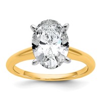 14K Two-Tone 3 Carat Certified Lab Grown Diamond VS SI+ G+ Oval Complete Solitaire Engagement Ring view 1