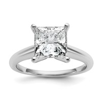 14K White Gold 3 Carat Certified Lab Grown Diamond VS+ F+ Princess Complete Solitaire Engagement Ring view 1