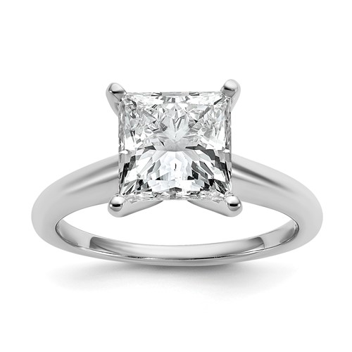 14K White Gold 3 Carat Lab Grown Diamond VS+ F+ Princess Complete Solitaire Engagement Ring
