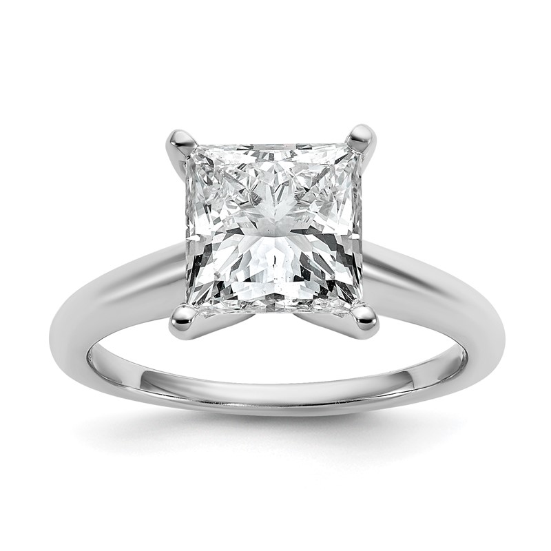 14k White Gold 3 carat Lab Grown Diamond VS/SI+ G+ Princess Complete Solitare Engagement Ring
