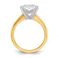 14K Two-tone 3 Carat Lab Grown Diamond VS+ F+ Princess Complete Solitaire Engagement Ring view 2