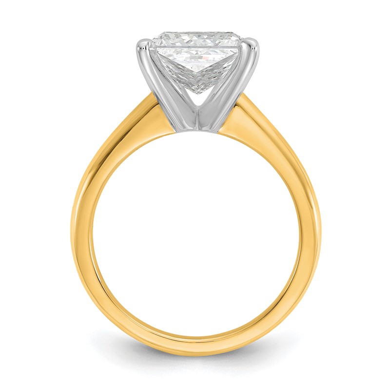 14k Two-tone 3 carat Lab Grown Diamond VS+ F+ Princess Complete Solitare Engagement Ring
