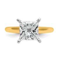 14K Two-tone 3 Carat Lab Grown Diamond VS+ F+ Princess Complete Solitaire Engagement Ring view 4