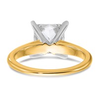 14K Two-tone 3 Carat Lab Grown Diamond VS+ F+ Princess Complete Solitaire Engagement Ring view 5