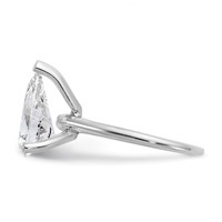 14K White Gold 3 Carat Lab Grown Diamond VS+ F+ Pear Solitaire Complete Engagement Ring view 3