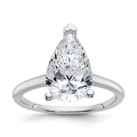 14K White Gold 3 Carat Lab Grown Diamond VS+ F+ Pear Solitaire Complete Engagement Ring view 1