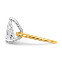 14K Two-tone 3 Carat Certified Lab Grown Diamond VS SI+ G+ Pear Solitaire Complete Engagement Ring view 3