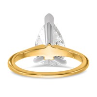 14K Two-tone 3 Carat Certified Lab Grown Diamond VS SI+ G+ Pear Solitaire Complete Engagement Ring view 5