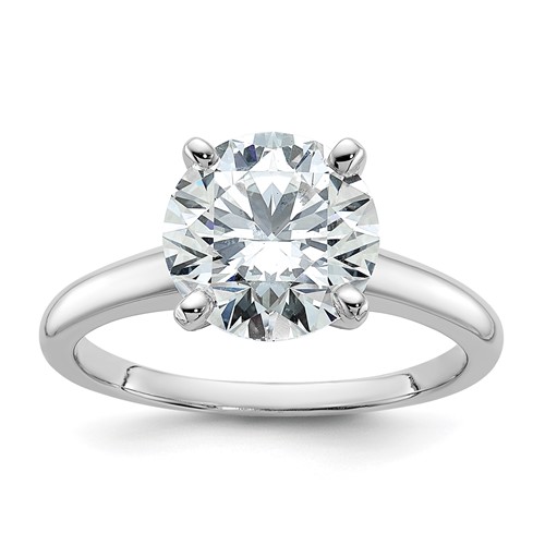 14K White Gold 3 Carat Lab Grown Diamond VS SI+ G+ Round Complete Solitaire Engagement Ring