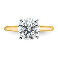 14K Two-Tone 3 Carat Certified Lab Grown Diamond VS+ F+ Round Complete Solitaire Engagement Ring view 4