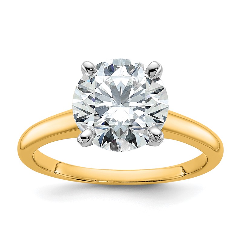 14k Two-Tone 3 carat Certified Lab Grown Diamond VS/SI+ G+ Round Complete Solitaire Engagement Ring