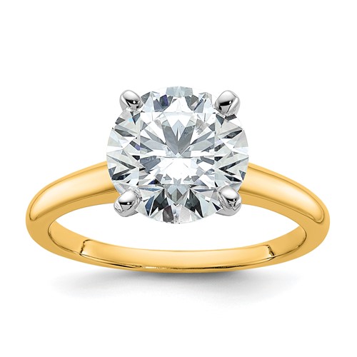 14K Two-Tone 3 Carat Lab Grown Diamond VS SI+ G+ Round Complete Solitaire Engagement Ring