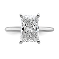 14K White Gold 3 Carat Lab Grown Diamond VS SI+ G+ Radiant Solitaire Complete Engagement Ring view 4