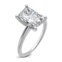 14K White Gold 3 Carat Lab Grown Diamond VS SI+ G+ Radiant Solitaire Complete Engagement Ring view 5