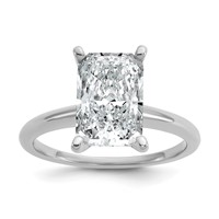 14K White Gold 3 Carat Lab Grown Diamond VS SI+ G+ Radiant Solitaire Complete Engagement Ring view 1