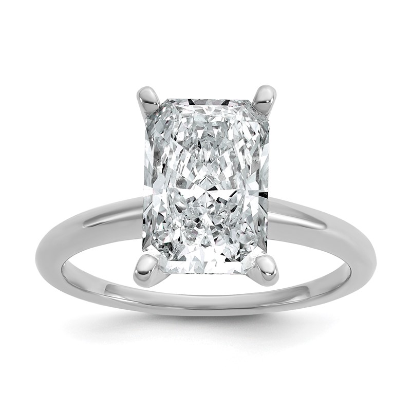 14k White Gold 3 carat Certified Lab Grown Diamond VS+ F+ Radiant Solitare Complete Engagement Ring
