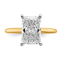 14K Two-tone 3 Carat Lab Grown Diamond VS+ F+ Radiant Solitaire Complete Engagement Ring view 4