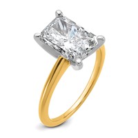 14K Two-tone 3 Carat Lab Grown Diamond VS+ F+ Radiant Solitaire Complete Engagement Ring view 5