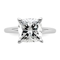14K White Gold 4 Carat Certified Lab Grown Diamond VS SI+ G+ Cushion Complete Solitaire Engagement Ring view 4