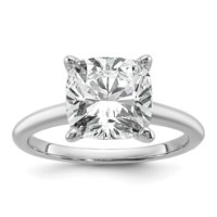 14K White Gold 4 Carat Certified Lab Grown Diamond VS SI+ G+ Cushion Complete Solitaire Engagement Ring view 1