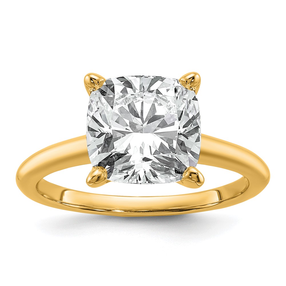 14K Two-tone 4 Carat Certified Lab Grown Diamond VS SI+ G+ Cushion Complete Solitaire Engagement Ring