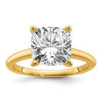 14K Two-tone 4 Carat Certified Lab Grown Diamond VS SI+ G+ Cushion Complete Solitaire Engagement Ring view 1