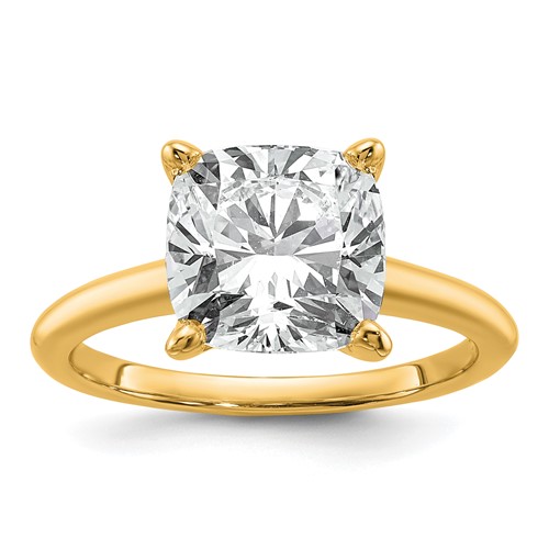 14K Two-tone 4 Carat Certified Lab Grown Diamond VS+ F+ Cushion Complete Solitaire Engagement Ring