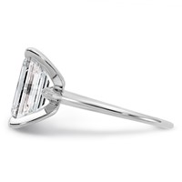 14K White Gold 4 Carat Certified Lab Grown Diamond VS+ F+ Emerald Solitaire Complete Engagement Ring view 3