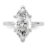 14K White Gold 4 Carat Certified Lab Grown Diamond VS+ F+ Marquise Solitaire Complete Engagement Ring view 4