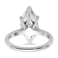 14K White Gold 4 Carat Certified Lab Grown Diamond VS+ F+ Marquise Solitaire Complete Engagement Ring view 5