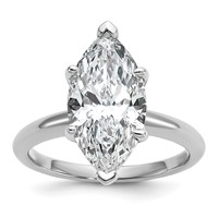 14K White Gold 4 Carat Certified Lab Grown Diamond VS+ F+ Marquise Solitaire Complete Engagement Ring view 1