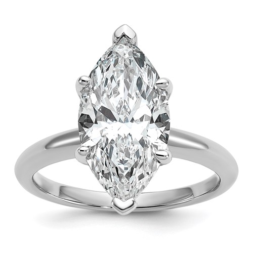 14K White Gold 4 Carat Certified Lab Grown Diamond VS SI+ G+ Marquise Solitaire Complete Engagement Ring
