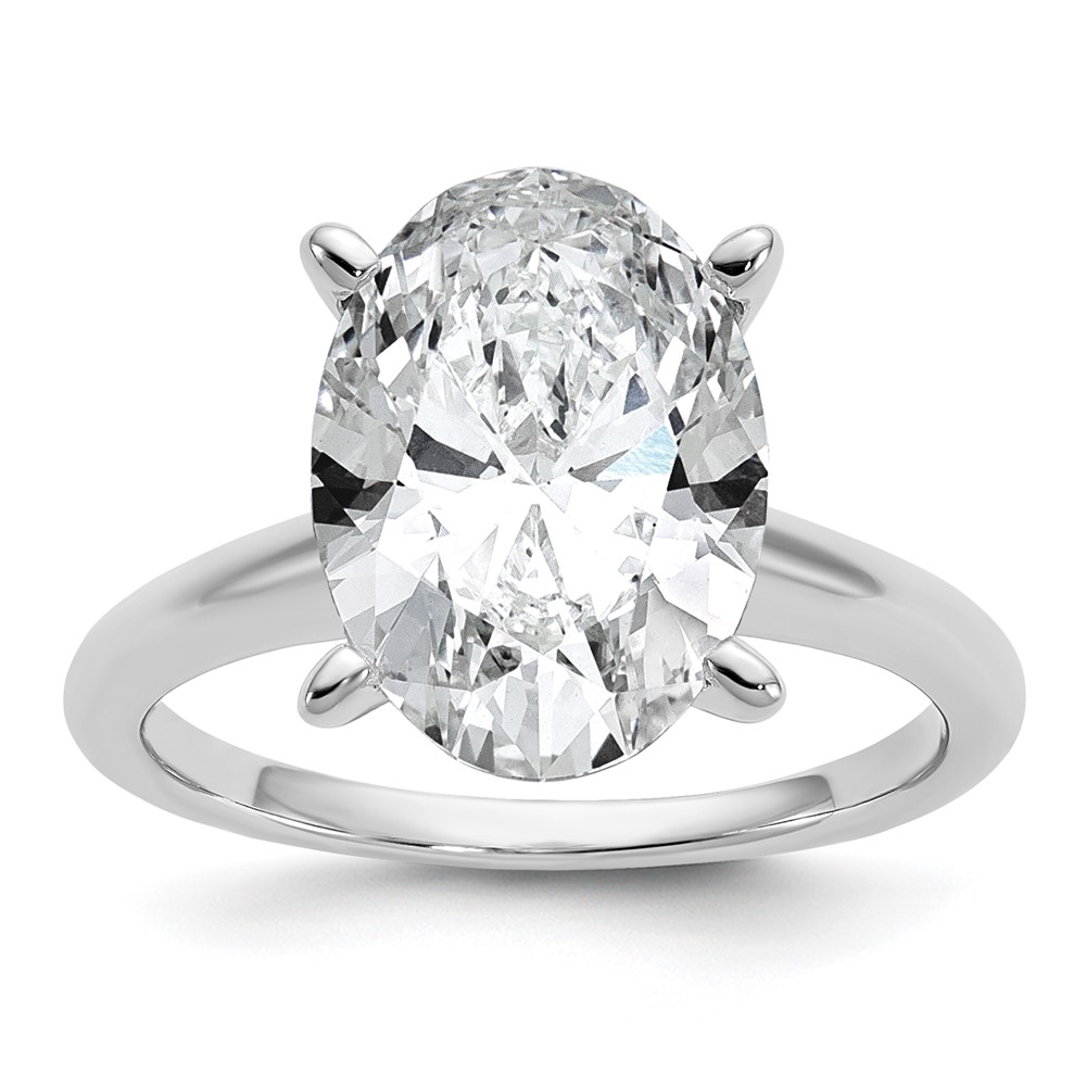 14K White Gold 4ct Lab Grown Diamond VS SI+ G+ Oval Comp Solitaire Eng Ring