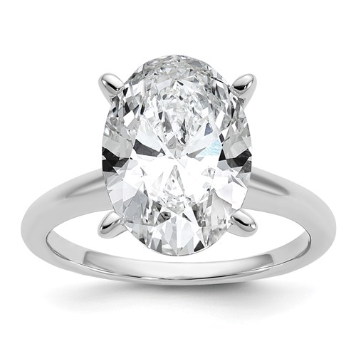 14K White Gold 4ct Lab Grown Diamond VS SI+ G+ Oval Comp Solitaire Eng Ring