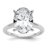 14K White Gold 4 Carat Certified Lab Grown Diamond VS SI+ G+ Oval Complete Solitaire Engagement Ring view 1