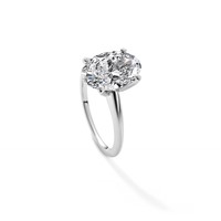 14K White Gold 4 Carat Certified Lab Grown Diamond VS SI+ G+ Oval Complete Solitaire Engagement Ring view 4