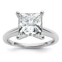 14K White Gold 4 Carat Certified Lab Grown Diamond VS+ F+ Princess Complete Solitaire Engagement Ring view 1