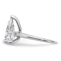 14K White Gold 4 Carat Certified Lab Grown Diamond VS SI+ G+ Pear Solitaire Complete Engagement Ring view 3