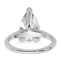 14K White Gold 4 Carat Certified Lab Grown Diamond VS SI+ G+ Pear Solitaire Complete Engagement Ring view 5