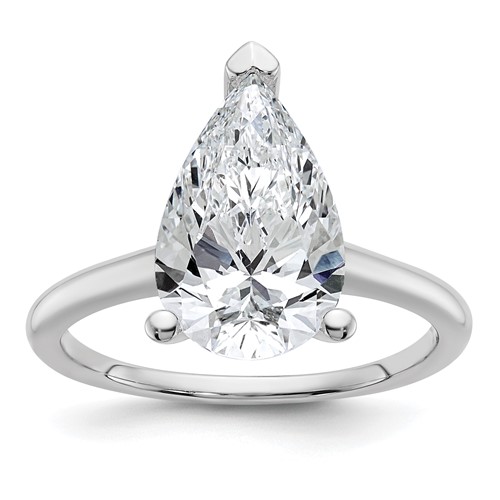 14K White Gold 4 Carat Certified Lab Grown Diamond VS SI+ G+ Pear Solitaire Complete Engagement Ring