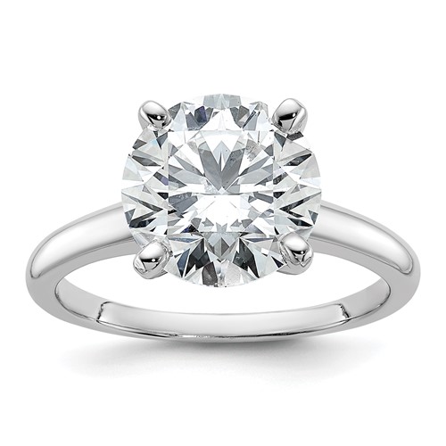 14K White Gold 4 Carat Certified Lab Grown Diamond VS SI+ G+ Round Complete Solitaire Engagement Ring
