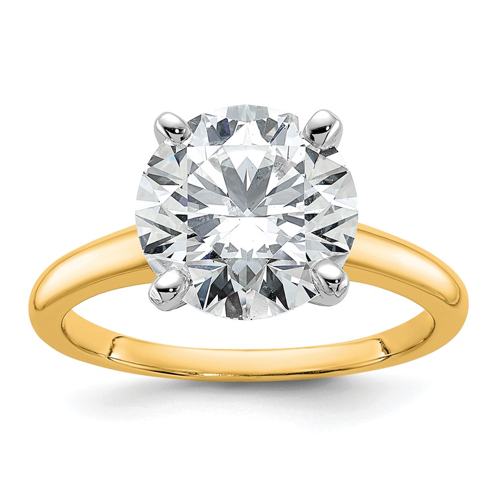 14K Two-Tone 4 Carat Certified Lab Grown Diamond VS SI+ G+ Round Complete Solitaire Engagement Ring