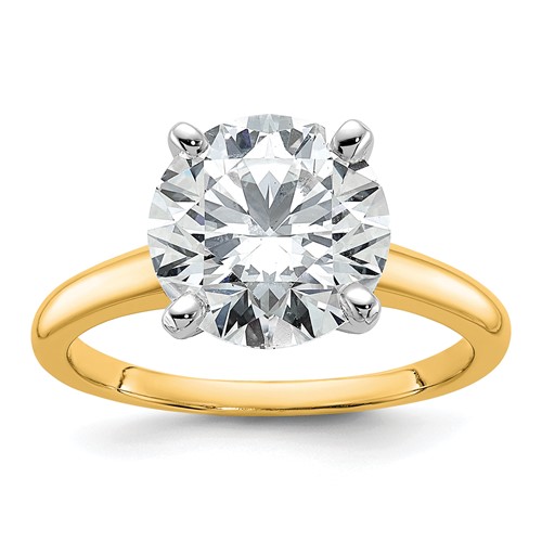 14K Two-Tone 4 Carat Certified Lab Grown Diamond VS SI+ G+ Round Complete Solitaire Engagement Ring