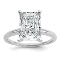 14K White Gold 4 Carat Certified Lab Grown Diamond VS+ F+ Radiant Solitaire Complete Engagement Ring view 1