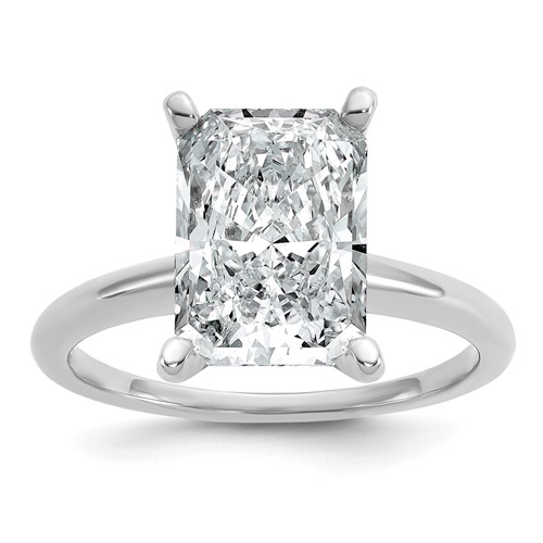 14K White Gold 4 Carat Certified Lab Grown Diamond VS SI+ G+ Radiant Solitaire Complete Engagement Ring